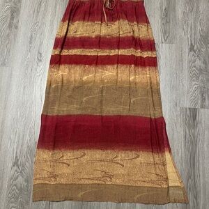 Vintage Koret Folksy Maxi Skirt Flowy Burgundy Gold Ombré Boho Rayon medium